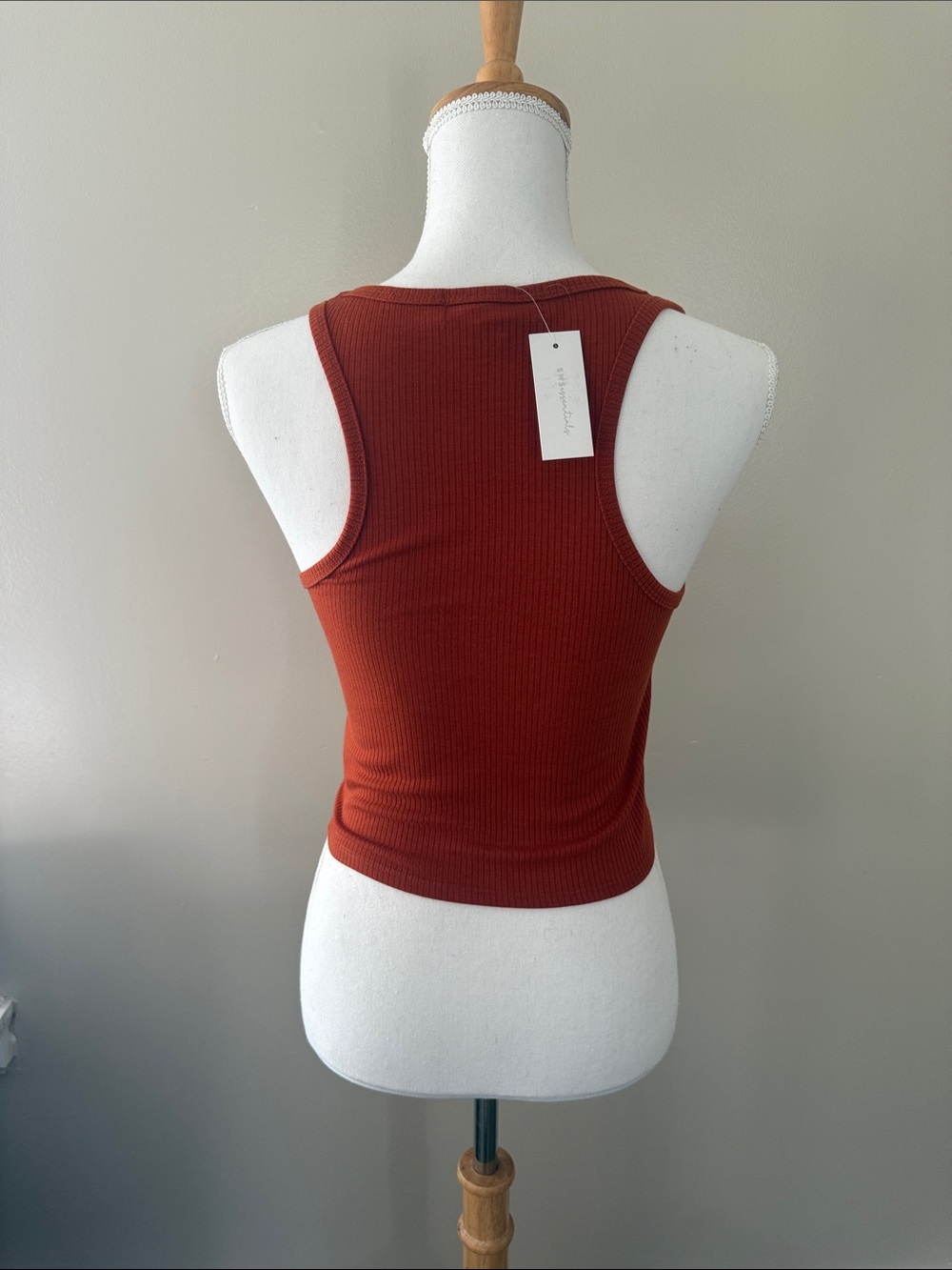 Rust Ribbed Tie-Front Tank Top - Picture 2 of 2